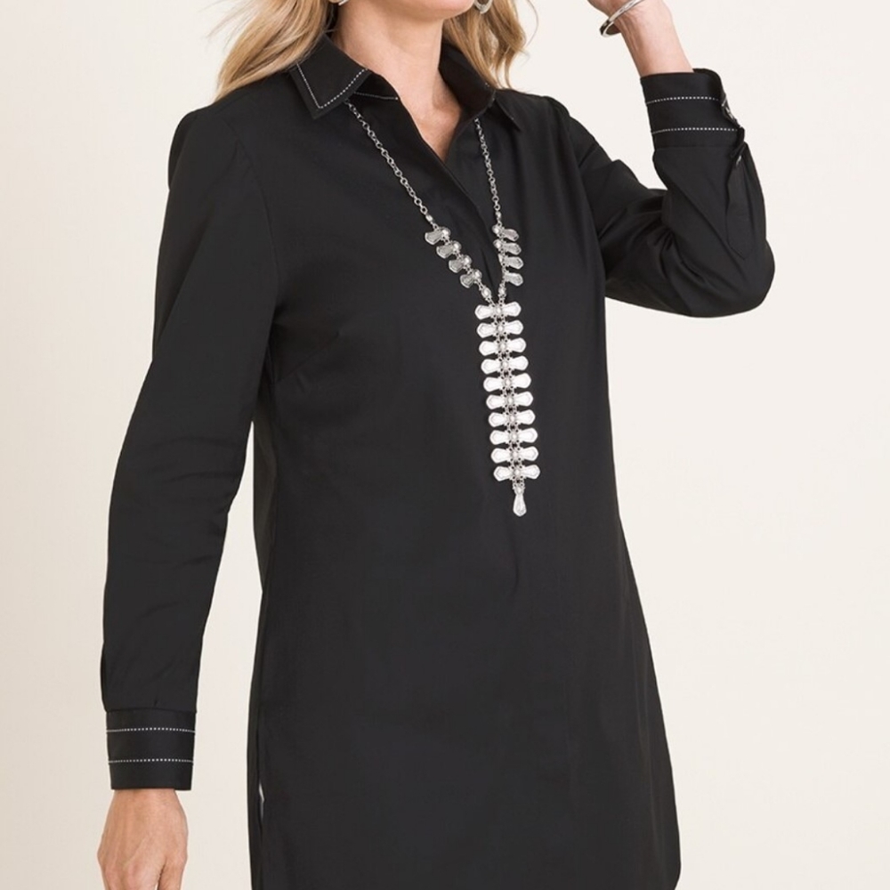 Contrast-Detail Poplin Tunic